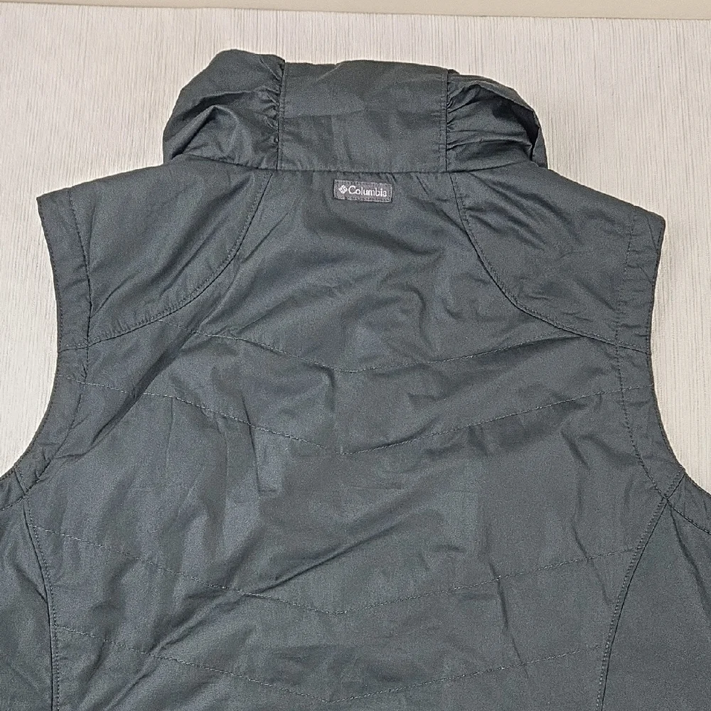 Columbia Womens Black Quilted Fleece Lined Funnel Neck Zip Up Vest Large 1671661